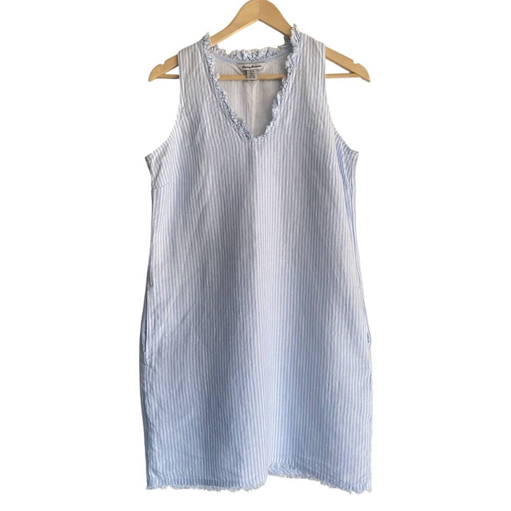 Tommy Bahama Dress Light Blue Frayed Neck